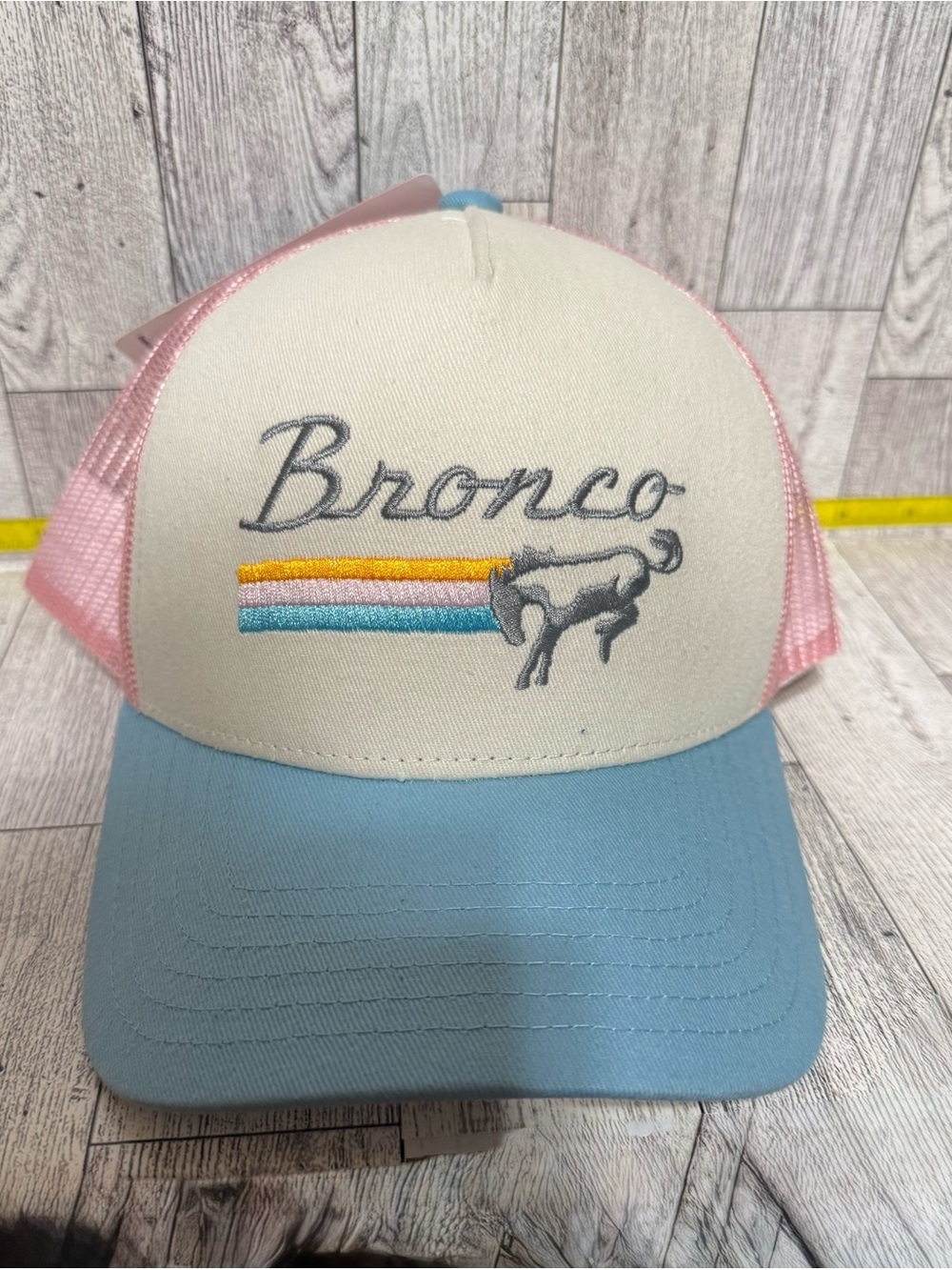 NWT Ford Bronco Pink Blue Cream Trucker Hat